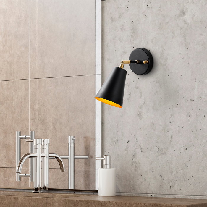 Opviq Evander Lámpara de Pared Negro y Oro